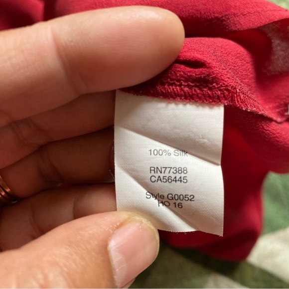 Madewell Tie-Neck Blouse Size Small Red 100%Silk Office Work Casual Feminine - Picture 8 of 11